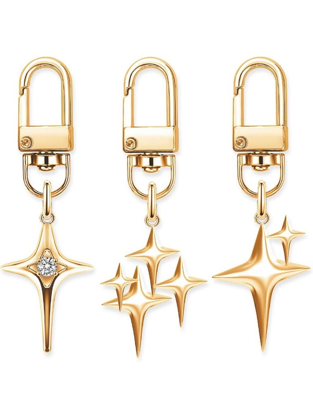 3Pcs Vintage Star & Moon Keychain Set | Y2K Aesthetic Handbag & Backpack Charms